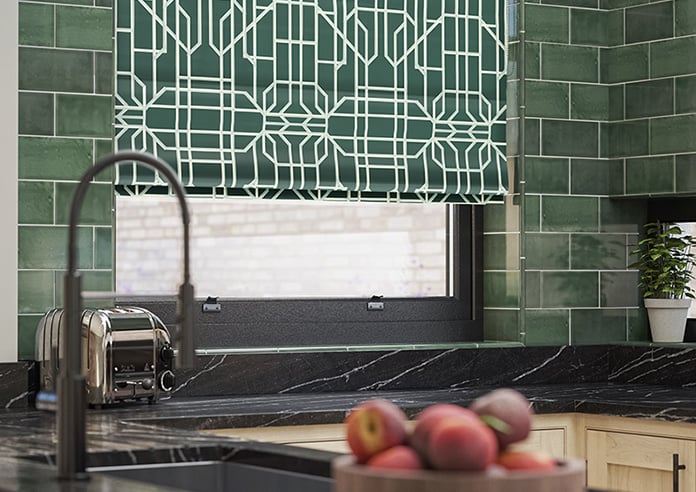 Bamboo Brights, Dark Green - Motorised Roman Blind - Image 5